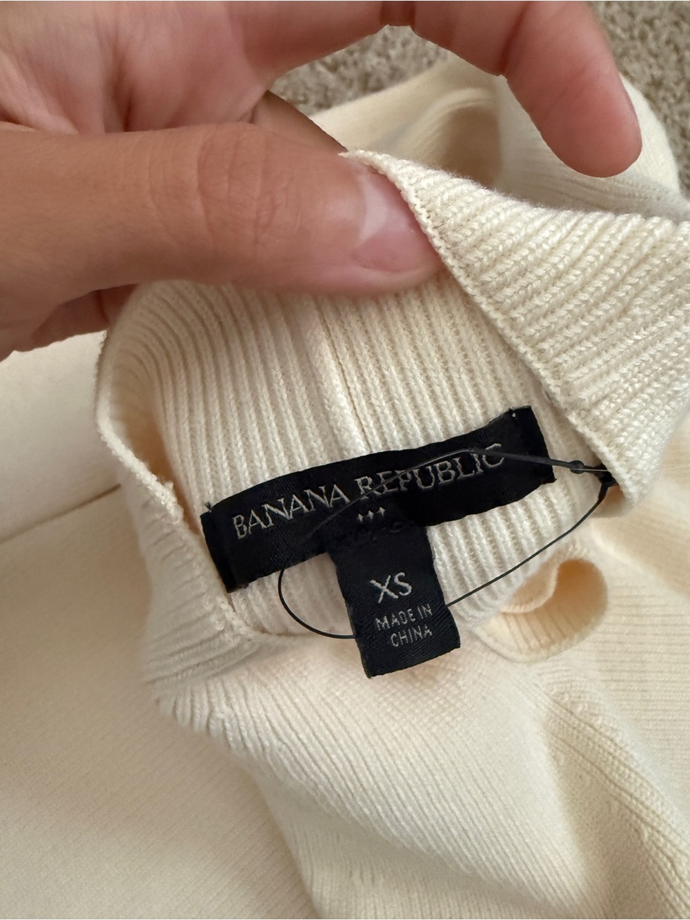 Banana Republic Cream Ribbed Cowl Neck Sweater